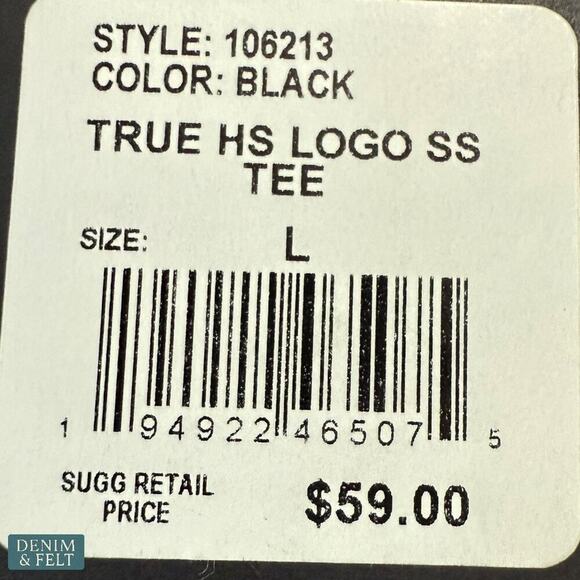 True Religion HS Logo Graphic Black Short Sleeve Crewneck Tee Shirt Size L NEW - Picture 4 of 6